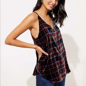 Loft Plaid Velvet Strappy Cami